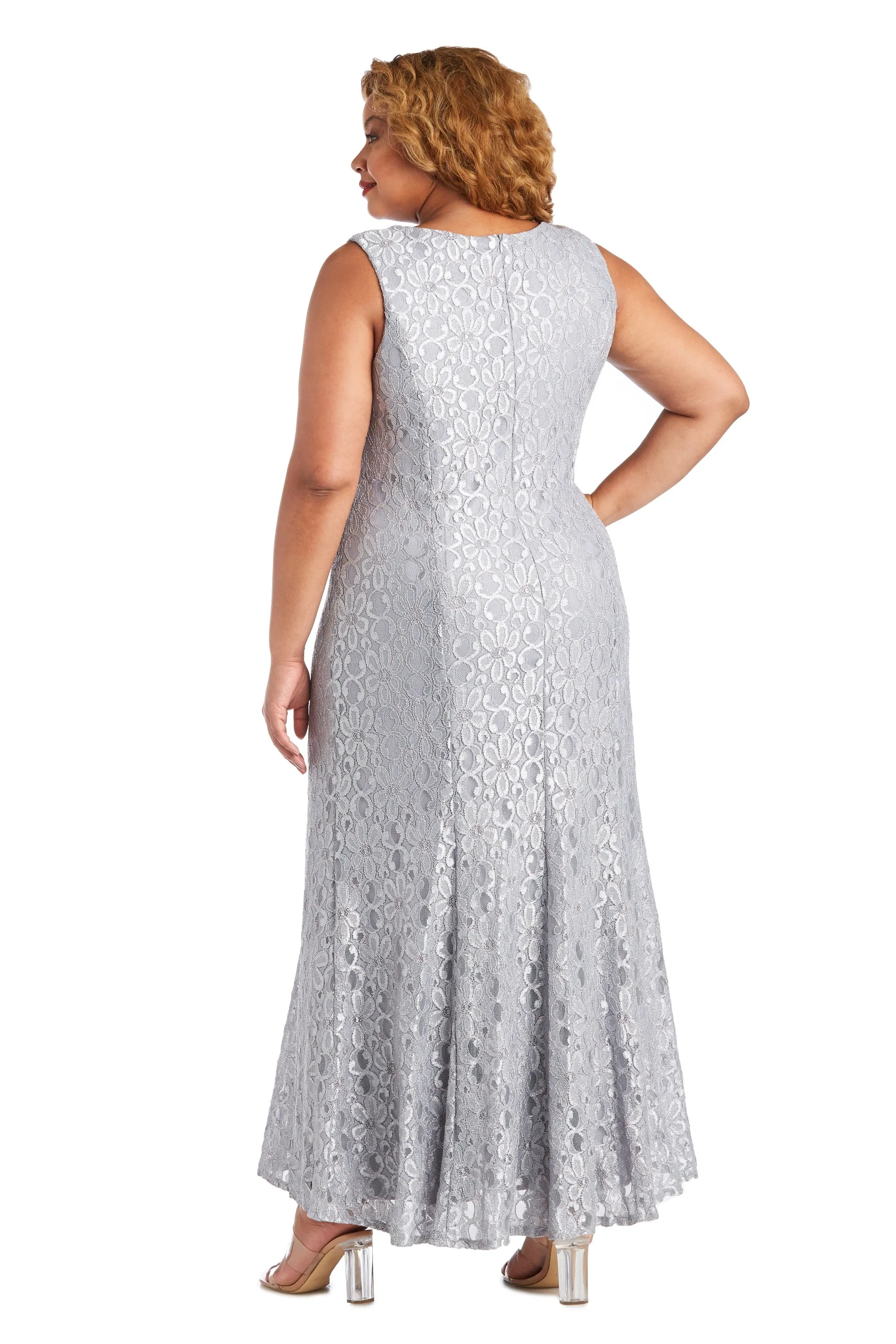 Plus Size Shimmering Lace Off-Shoulder Fishtail Evening Gown Mother of the Bride Dresses