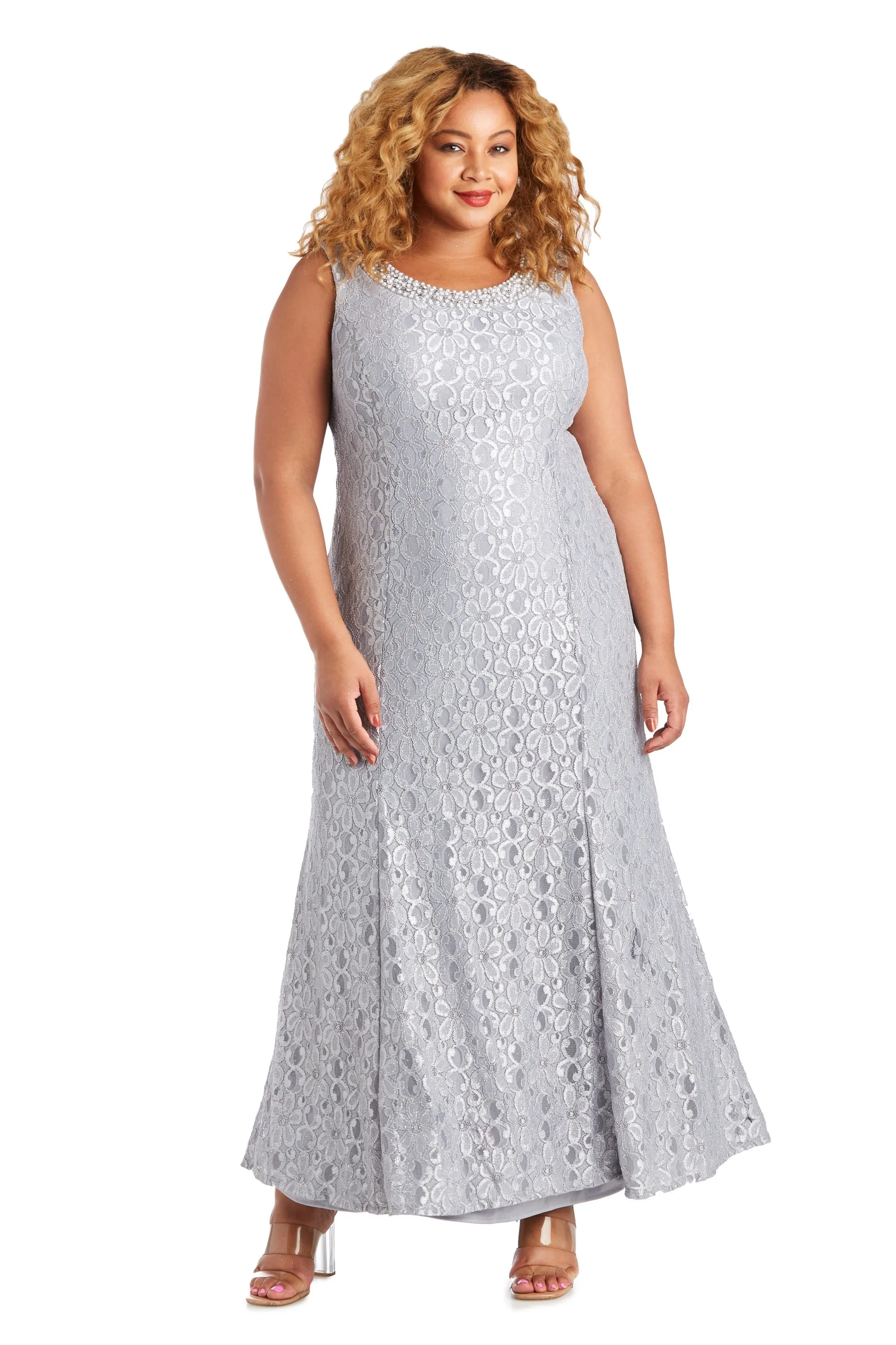 Plus Size Shimmering Lace Off-Shoulder Fishtail Evening Gown Mother of the Bride Dresses