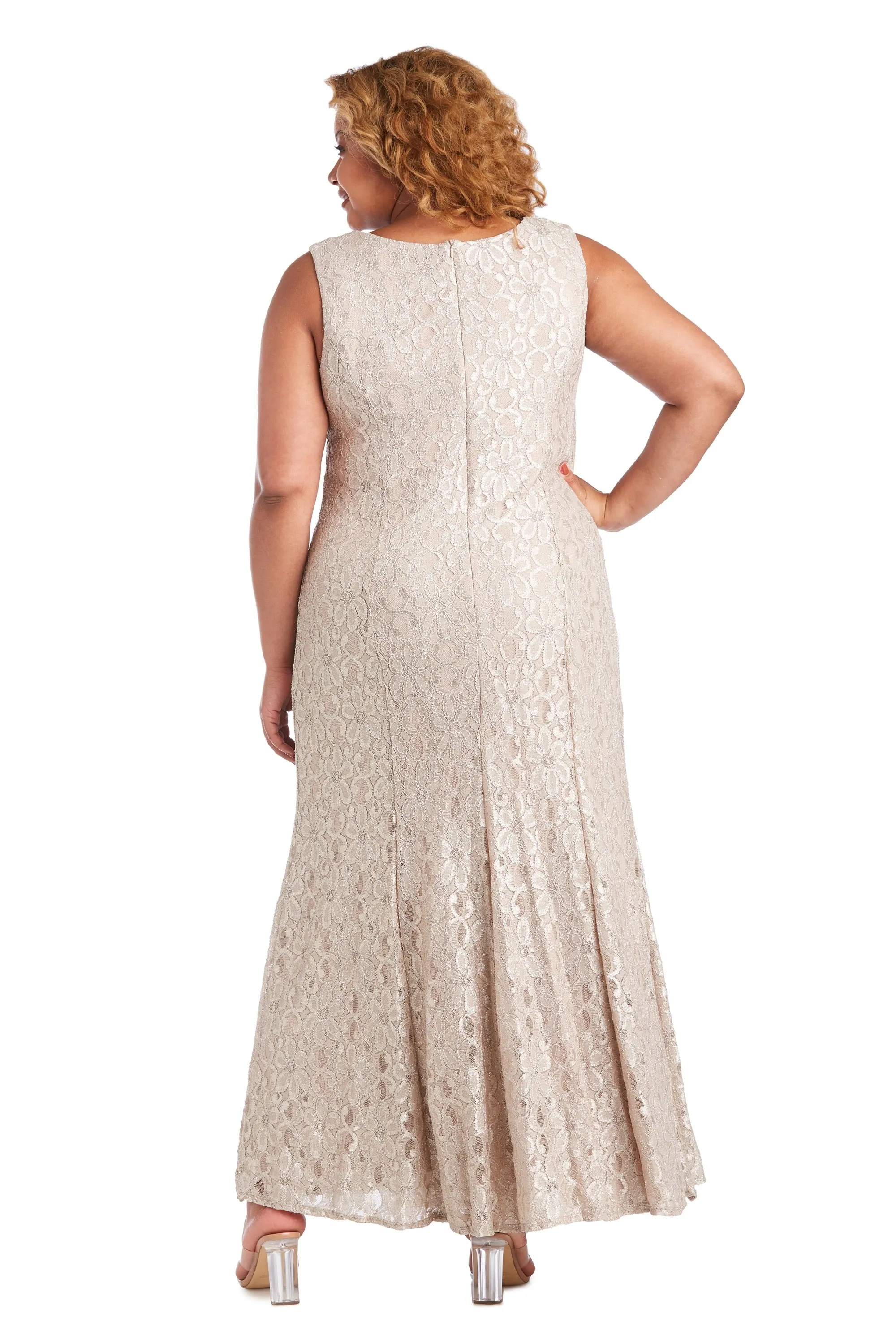 Plus Size Shimmering Lace Off-Shoulder Fishtail Evening Gown Mother of the Bride Dresses