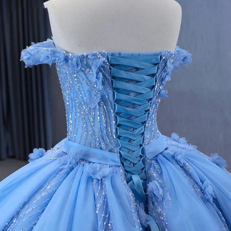 Quinceanera Dress Elegant Sequins Ball Gown Sweetheart Lace Up Appliques Evening Party Dresses