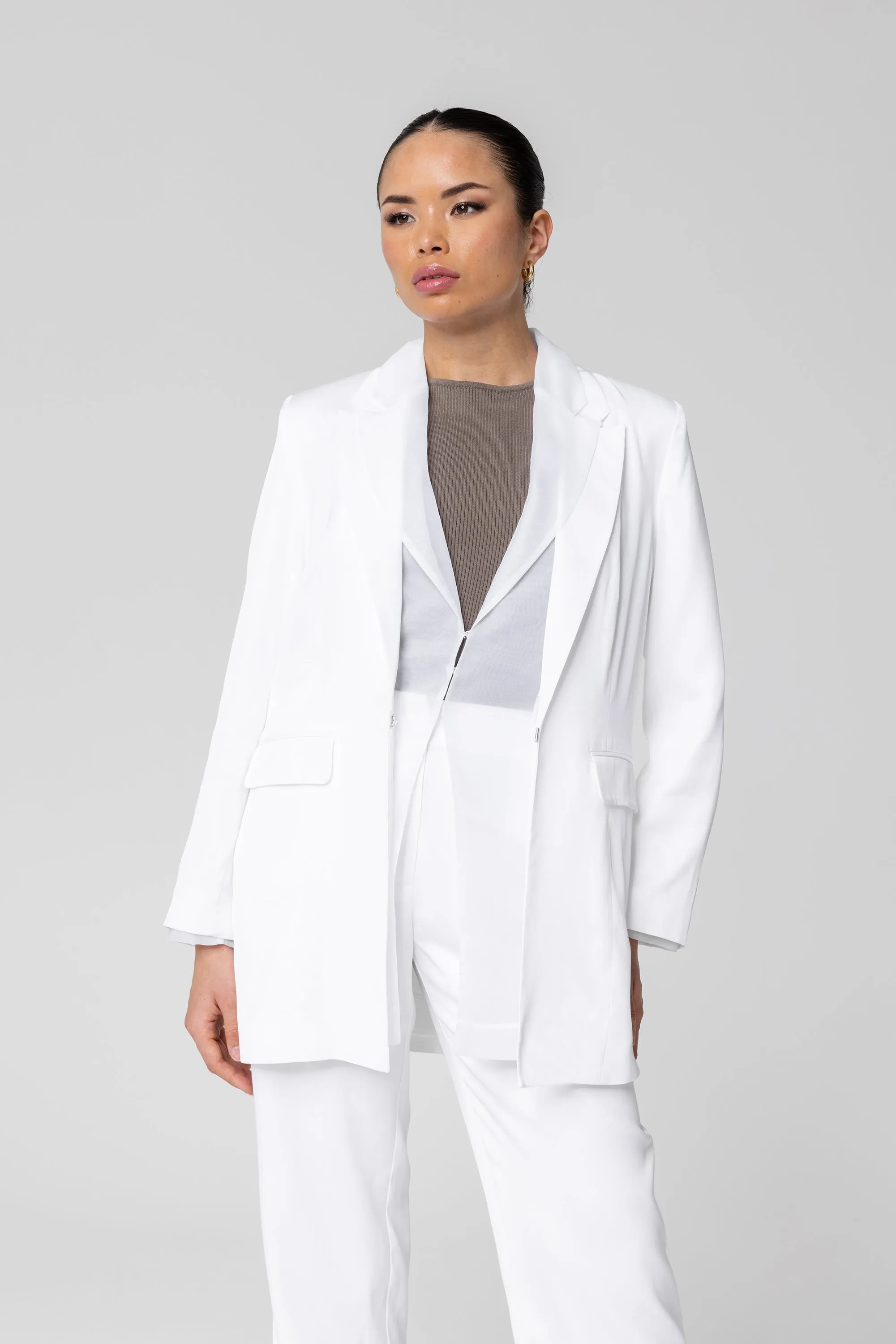 Rayan Organza Two Piece Blazer - White