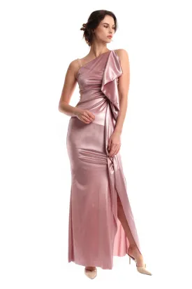 Rosia Asymmetric Velvet Drapery Gown