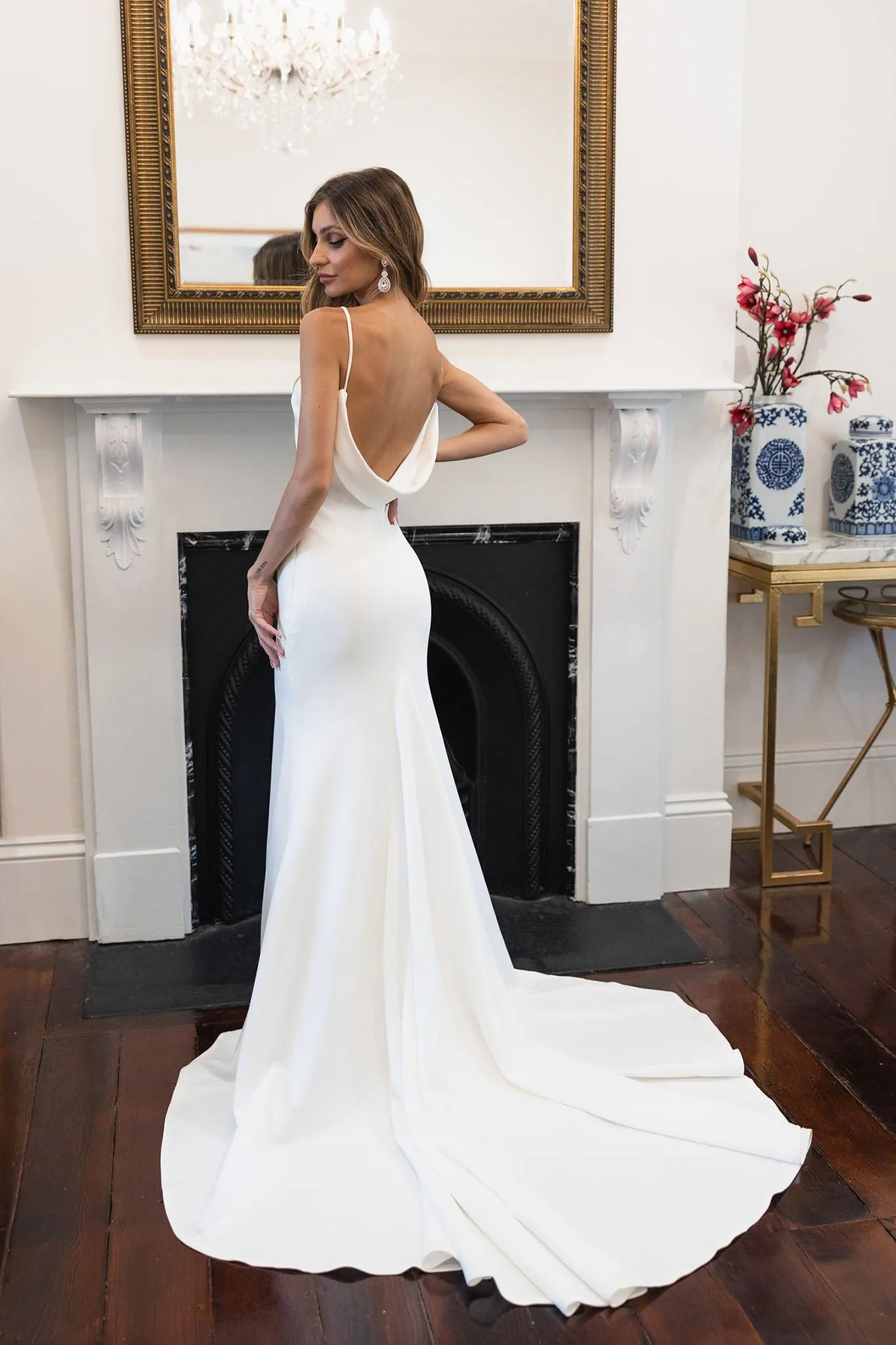 SAMPLE SALE - KALITA Cowl Back Crepe Gown - Ivory