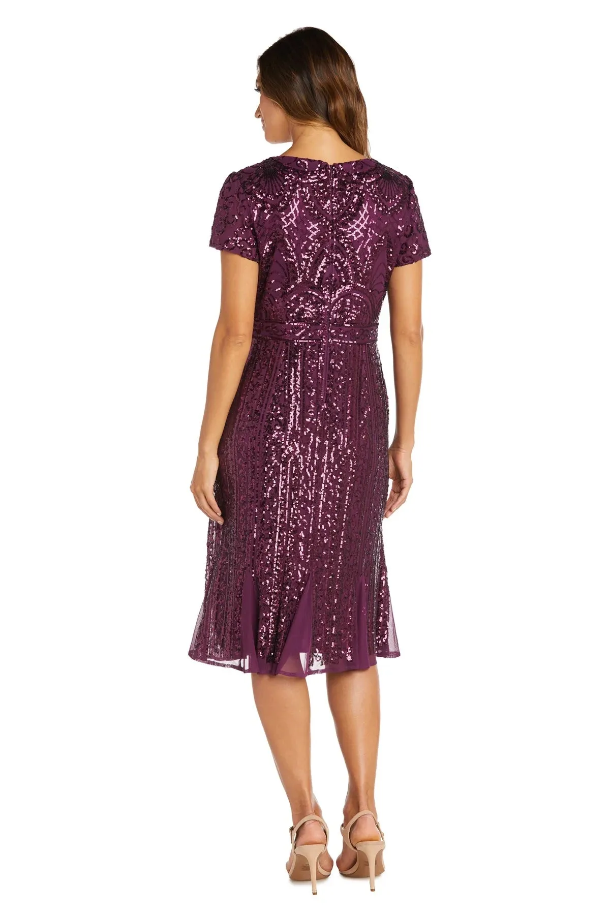 Sequin Lace Split Flutter Sleeve Formal Dress