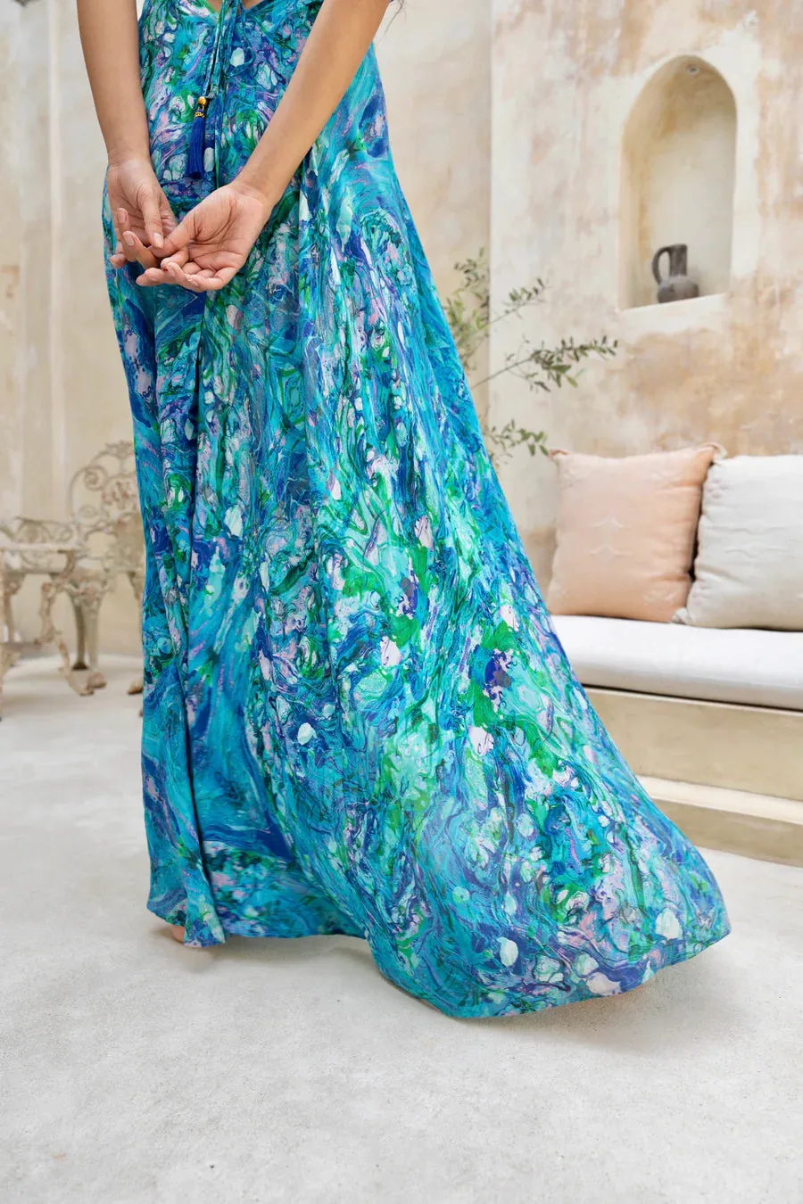 SOPHIA ALEXIA TURQUOISE GLOW MAXI IBIZA DRESS