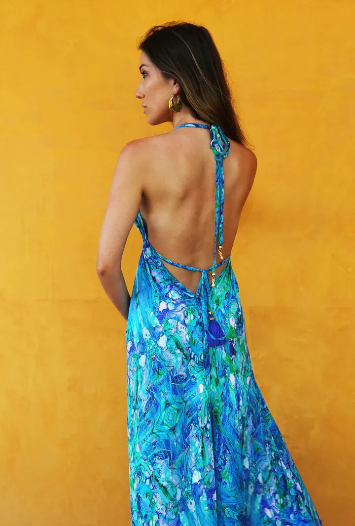 SOPHIA ALEXIA TURQUOISE GLOW MAXI IBIZA DRESS