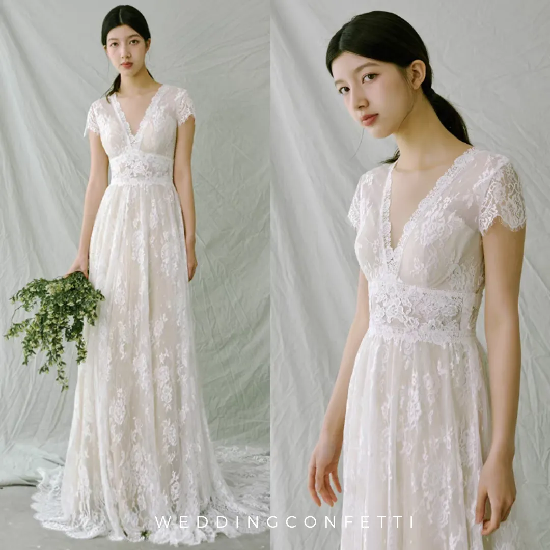 The Brentwood Wedding Bridal Short Sleeves Gown