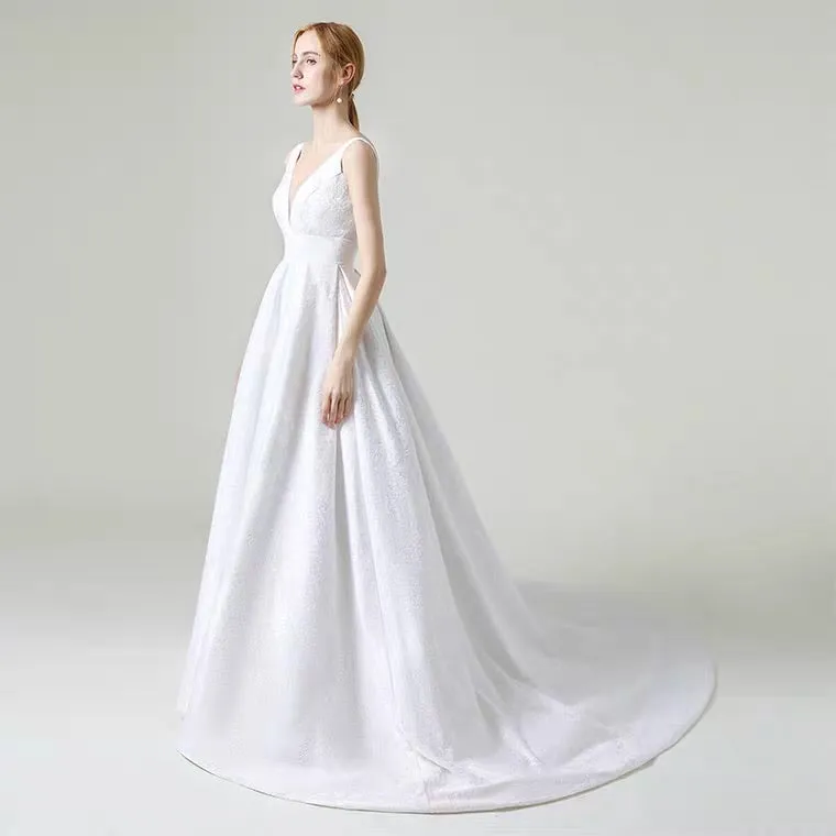 The Kremlena Wedding Bridal Sleeveless Satin Gown