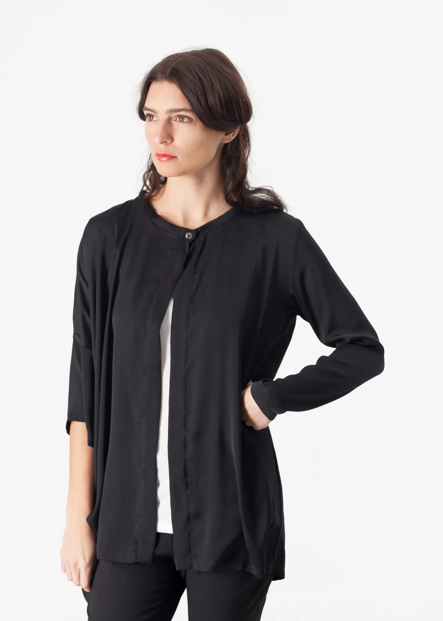 Unbalanced Cardigan in Black -UEB