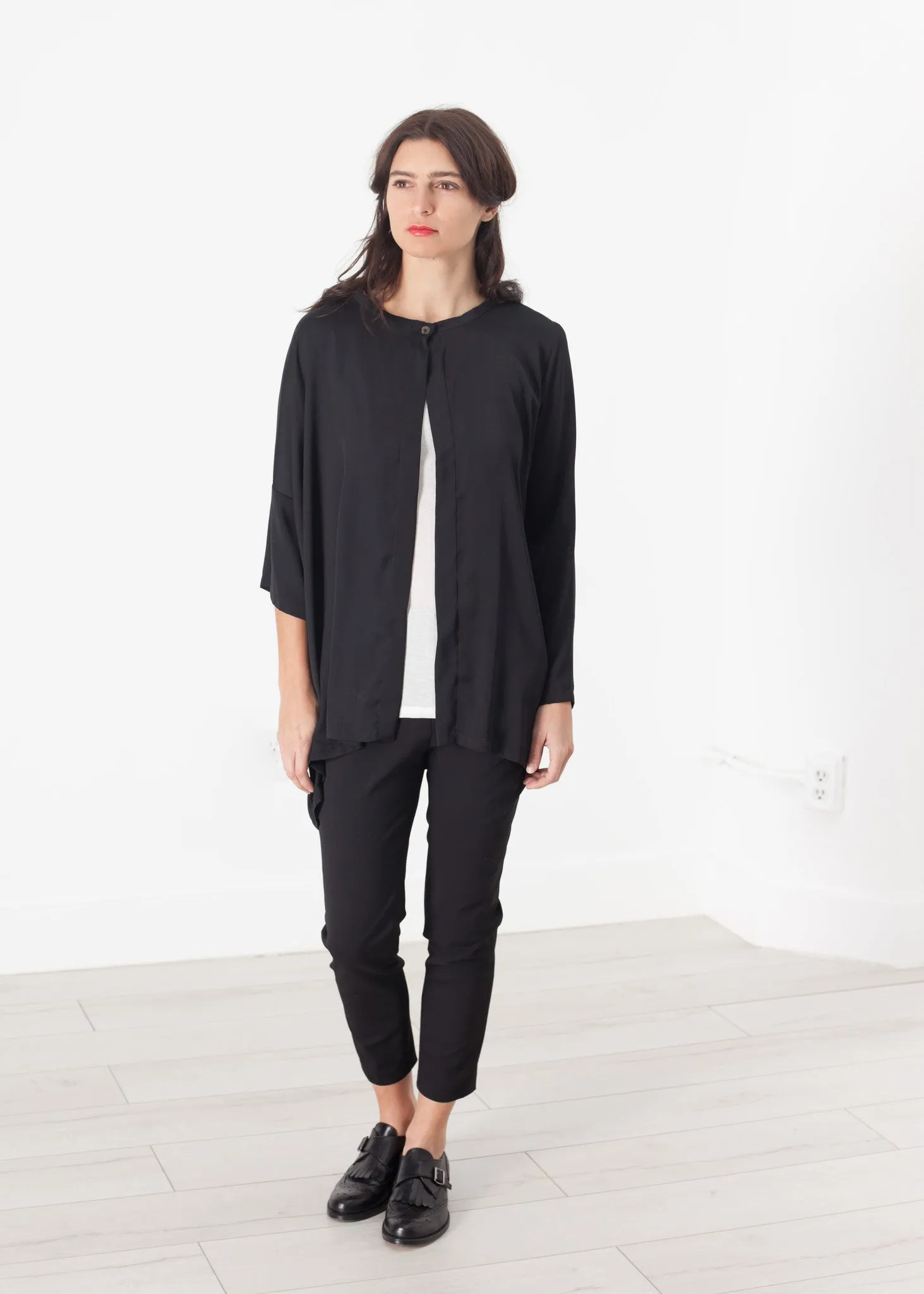 Unbalanced Cardigan in Black -UEB