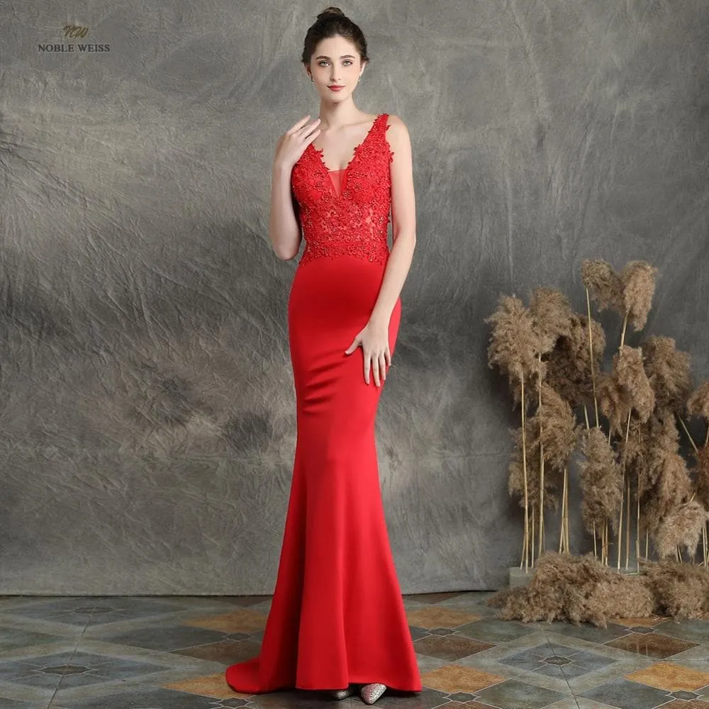 V-Neck Appliques Beading Gown - Elegant and Glamorous Wedding Dress