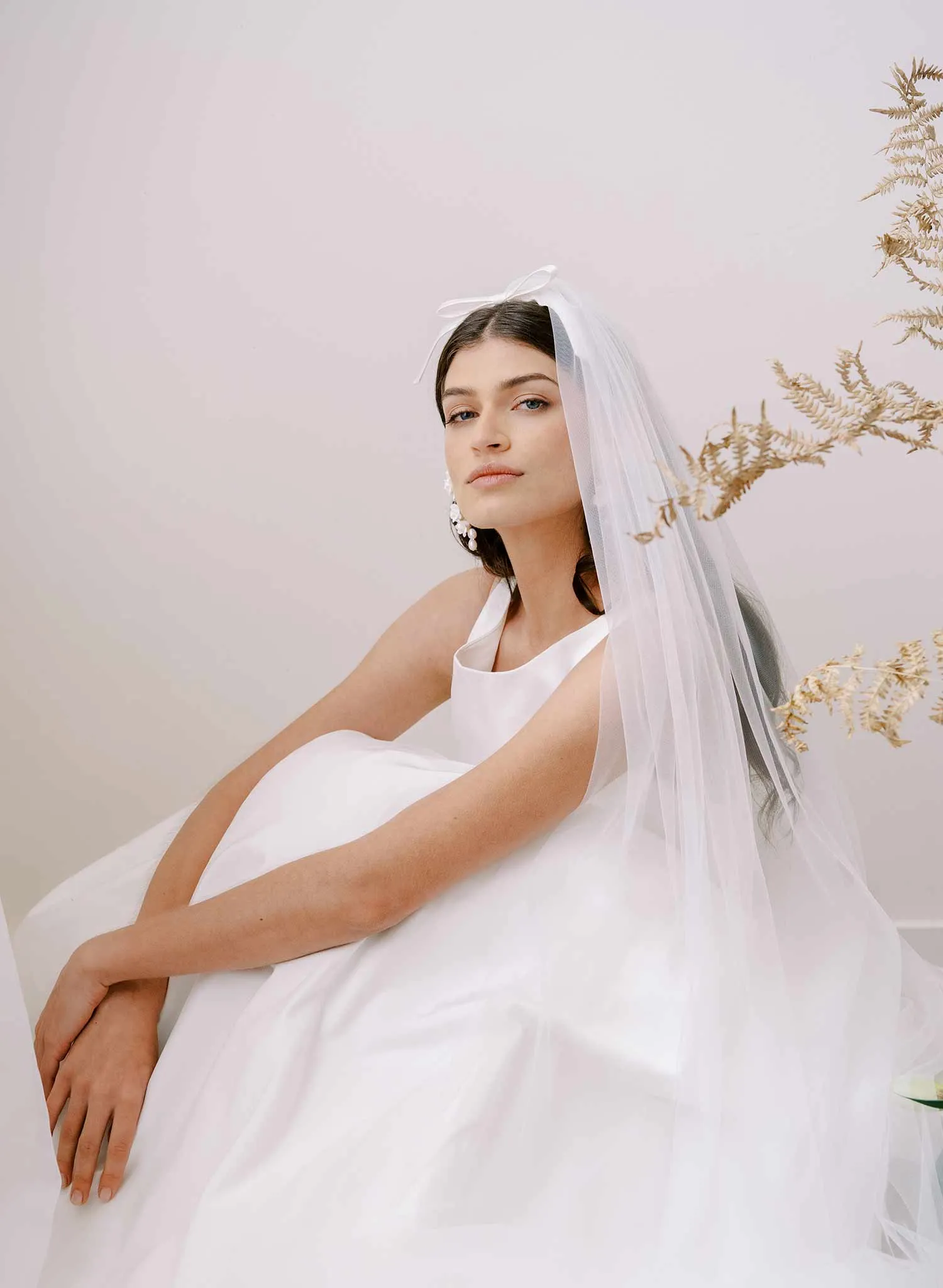 Whisper chapel veil with silk bow - Style #2369