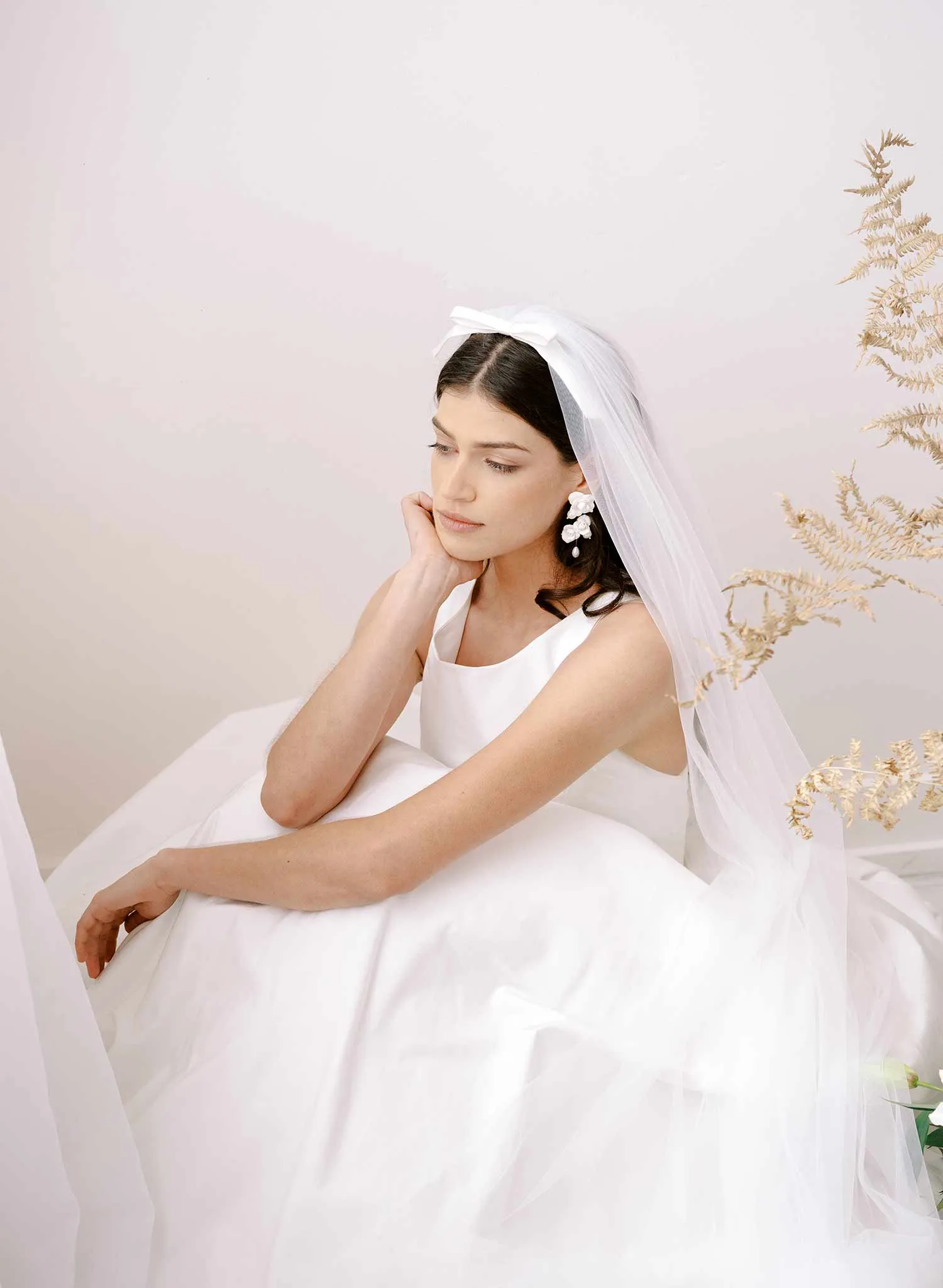 Whisper chapel veil with silk bow - Style #2369