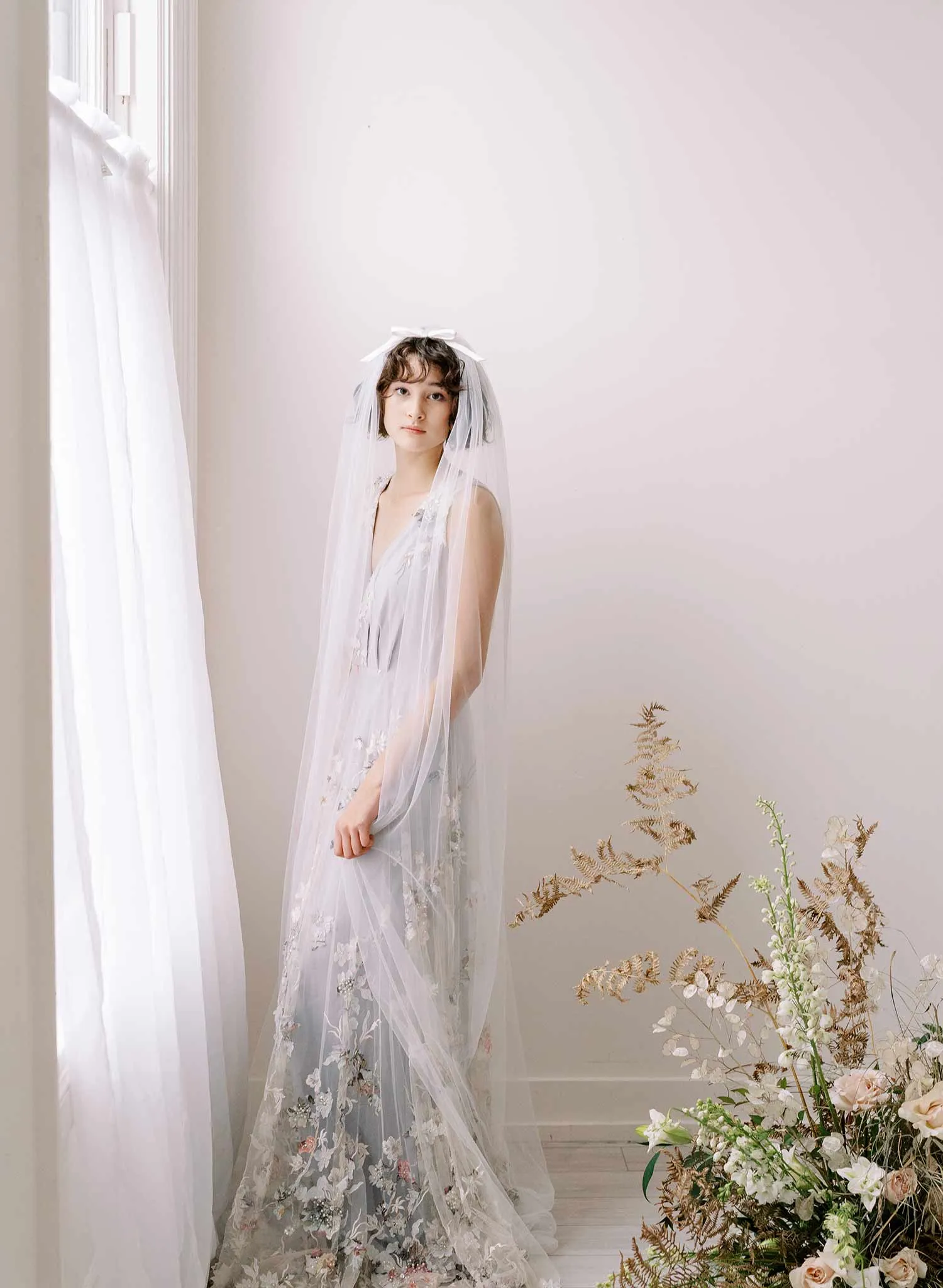 Whisper chapel veil with silk bow - Style #2369