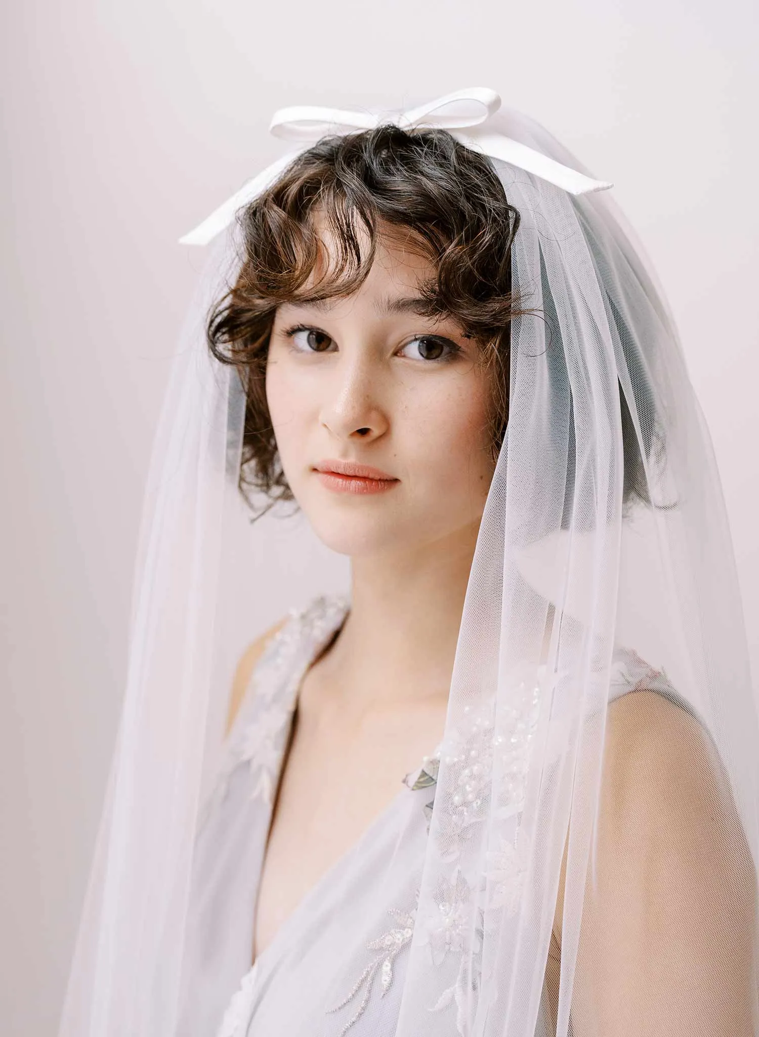 Whisper chapel veil with silk bow - Style #2369