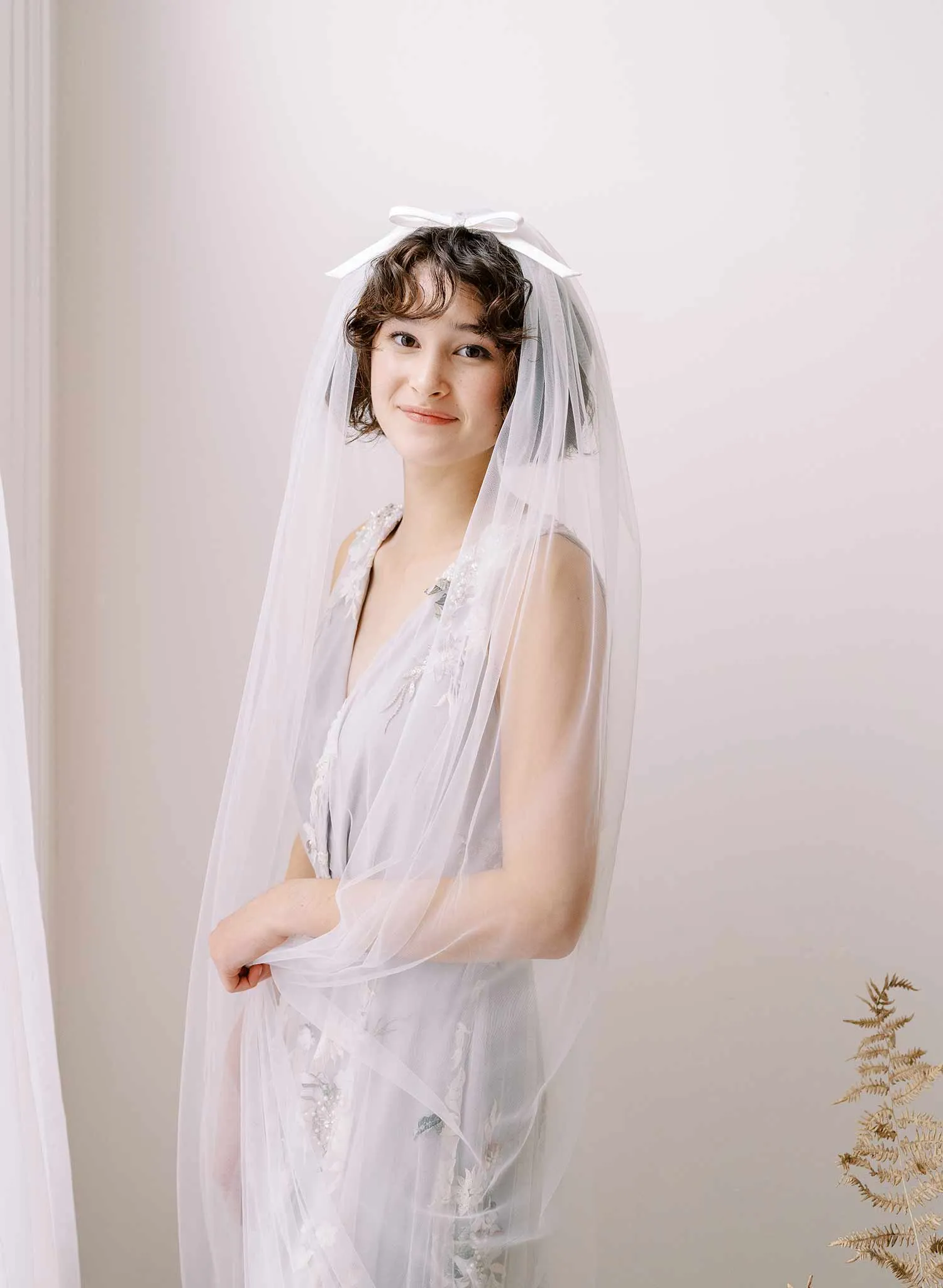 Whisper chapel veil with silk bow - Style #2369