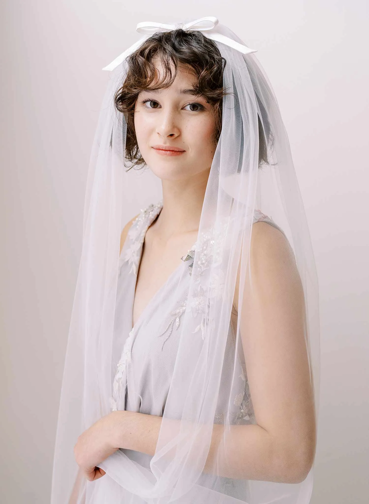 Whisper chapel veil with silk bow - Style #2369