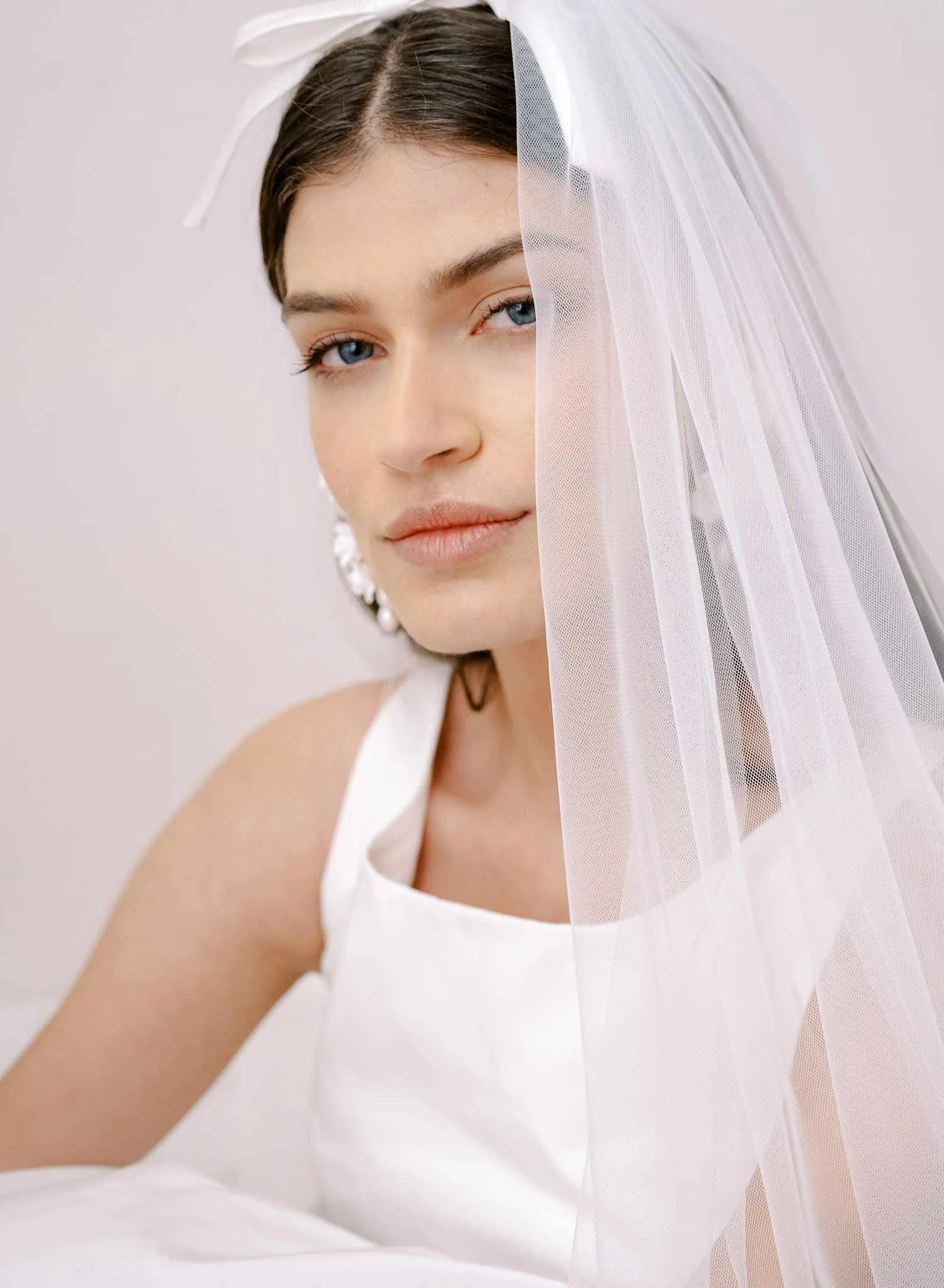 Whisper chapel veil with silk bow - Style #2369