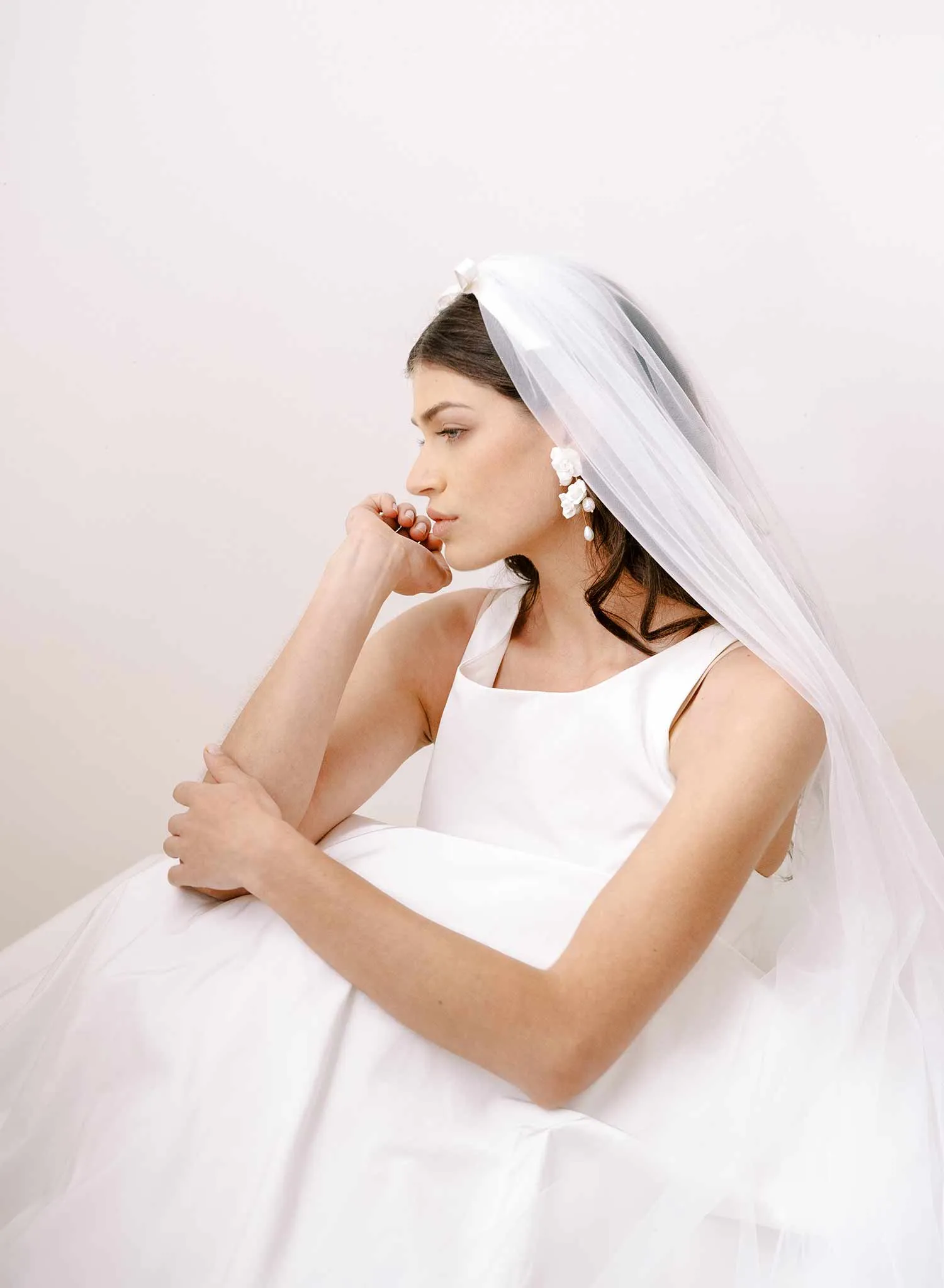 Whisper chapel veil with silk bow - Style #2369