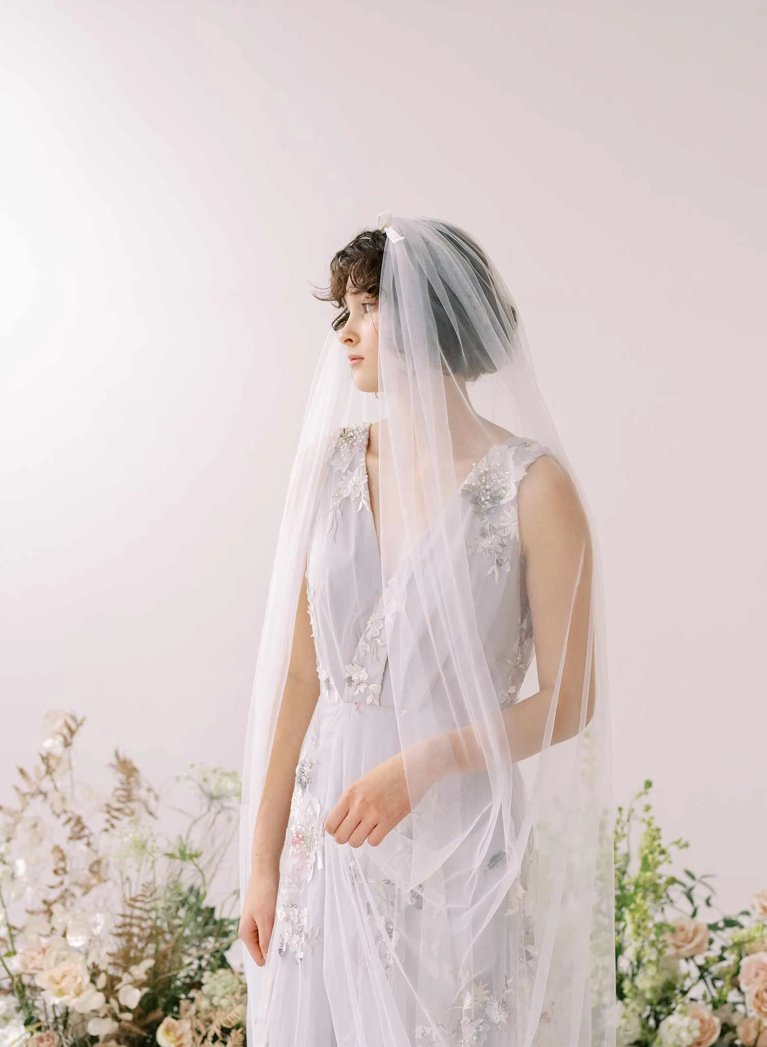 Whisper chapel veil with silk bow - Style #2369