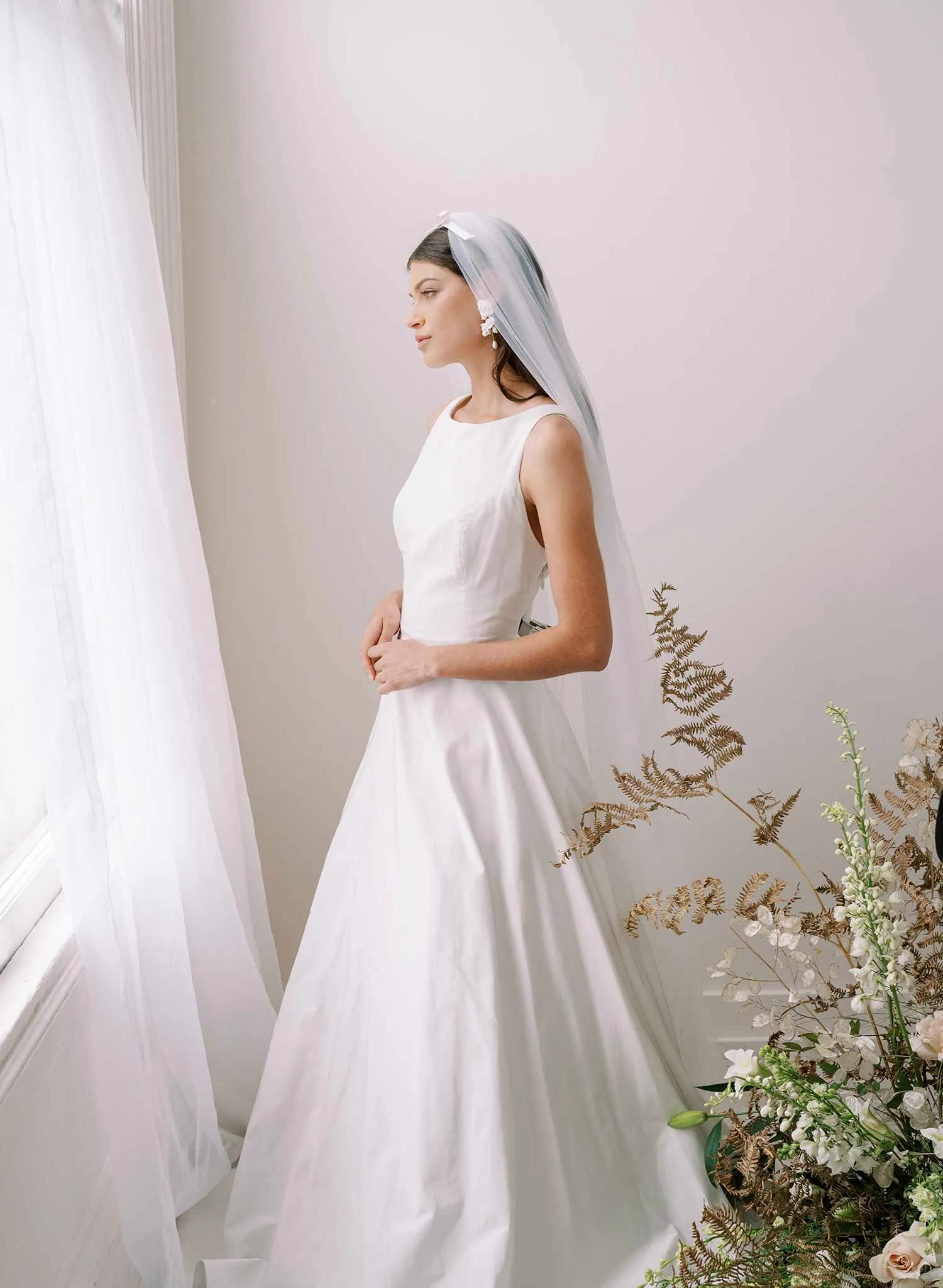 Whisper chapel veil with silk bow - Style #2369