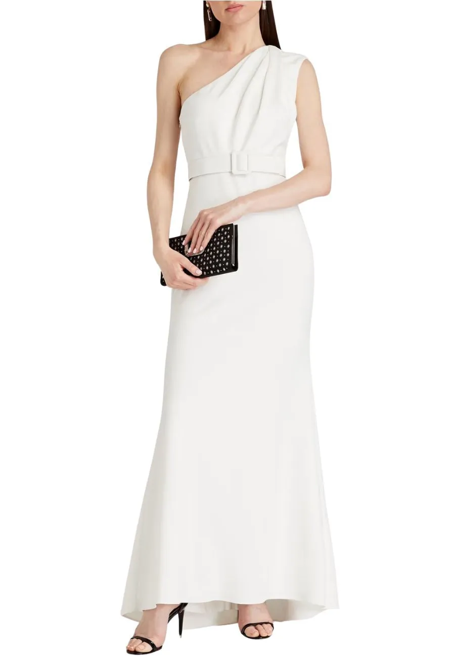 White One Shoulder Belted Gown (US 2)