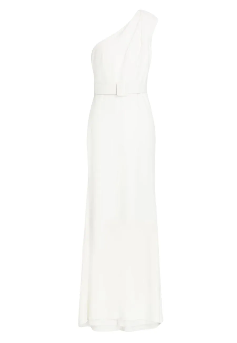 White One Shoulder Belted Gown (US 2)