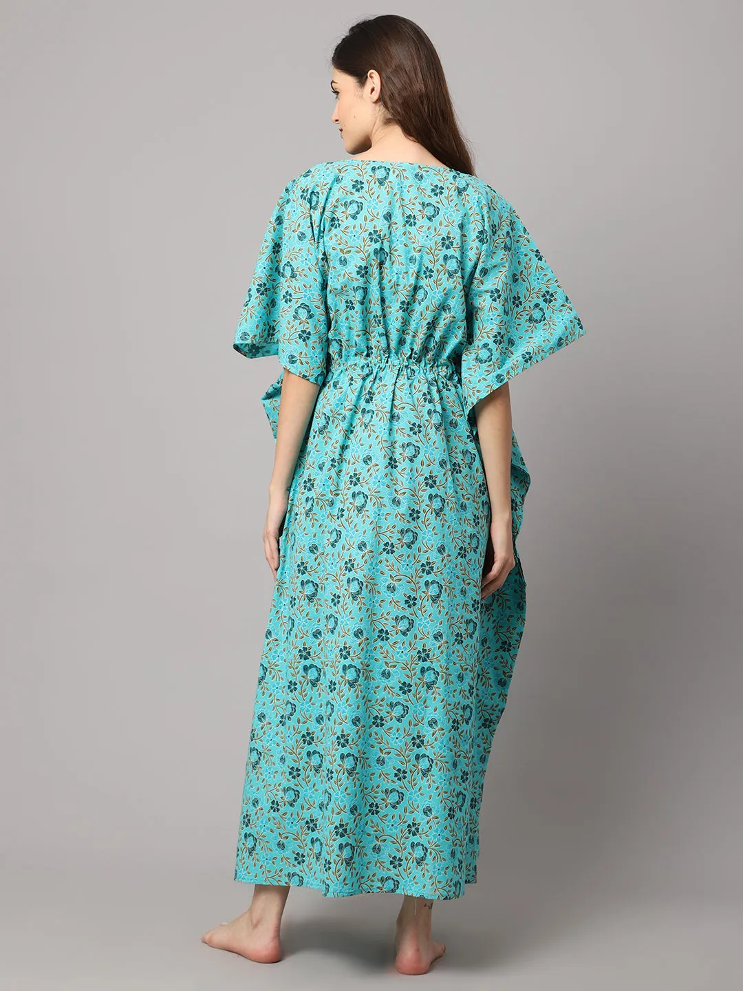 Women's Cotton Floral Print Maternity Kaftan With Feeding