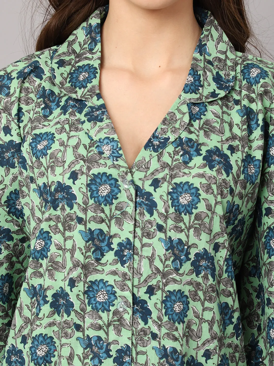 Women's Floral Print Short kaftan With Pocket